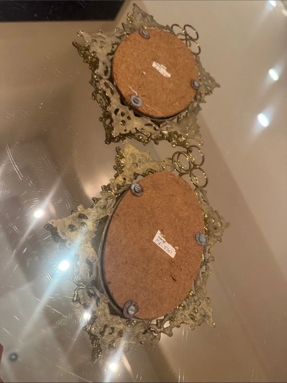 Vintage Mid Century Modern Gold Gilt Twin Mirrors